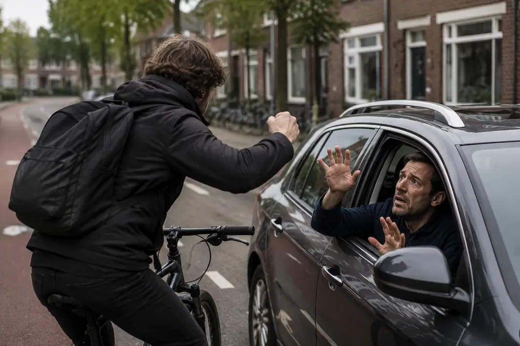 Fietser mishandelt automobilist aan T.G. Gibsonstraat in Deventer